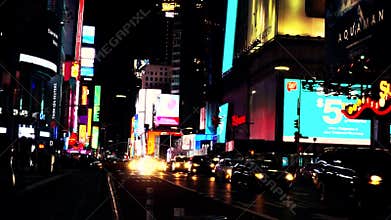 New york, USA, November 2018 - New York Times Square traffic at night