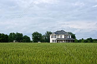 Victorian Farm House and Wheat Field