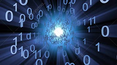 Cyberspace binary data tunnel loop.