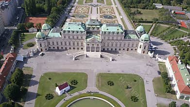 Aerial view of Belvedere palace . Vein. Vienna. Wien. Austria.