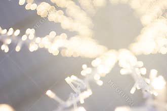 Abstract string light on white fabric wedding decorate