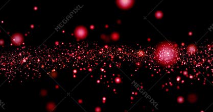 Christmas red light shine flowing in horizon particles bokeh loopable on black background, holiday congratulation greeting party