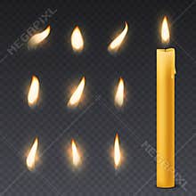 Candle flame. Romantic holiday wax burning candles light close up warm fire wick spa christmas dinner decoration