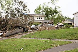 Home during cleanup after tornado