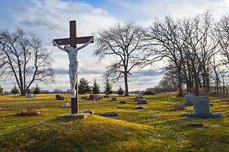 Jesus Dying on Cross, Crucifix, Cemetary, Good Friday