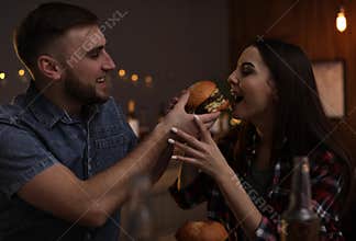 Young couple having lunch