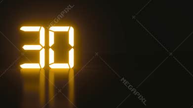 Stylish neon countdown seconds with reflection for analog style presentation