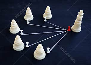 Delegation and management. Pawns and chess king