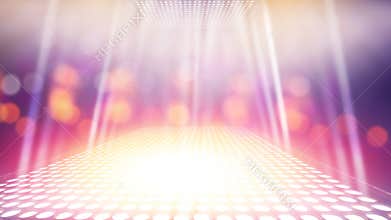 Abstract illuminated light stage with colourful background