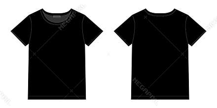 Unisex black t-shirt design template. Front and back 