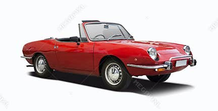 Fiat 850 classic cabrio car side view isolated on white