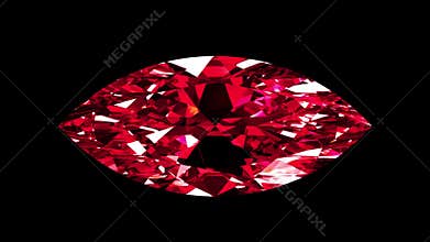 Iridescent Ruby Marquise Cut. Looped.