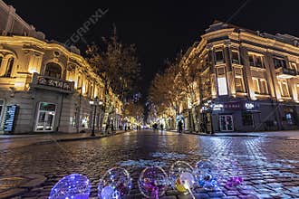 Night view of Central Avenue in Harbin