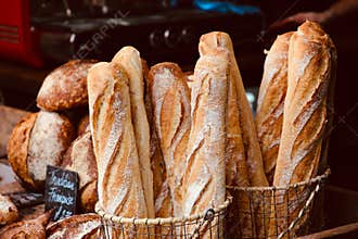Fresh Baguette Bread in Edinburgh Bakery
