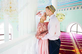 Muslim Wedding of a couple in mosque. Nikah