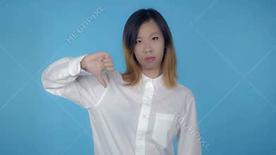 Beautiful korean female shows sign good bad