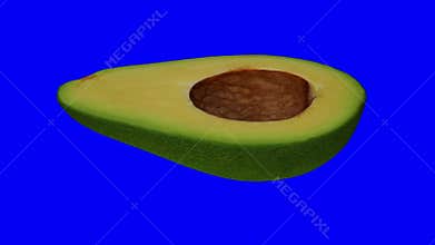 Rotating Green Avocado on Blue Background 03A Looping