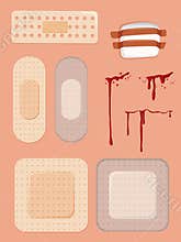 Set of bandaids and cuts