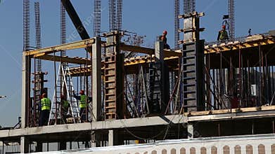 Multi-storey building under construction new residential complex, Moscow, Russia