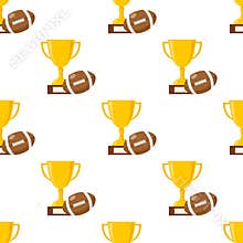 Trophy Cup and Rugby Ball Seamless