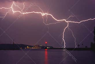 Lightning above the lake