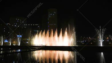 Dancing fountains on Ardagani Lake. Batumi. Georgia