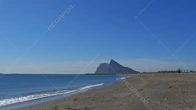 Coast of the sea on the border of Gibraltar between Spain and England