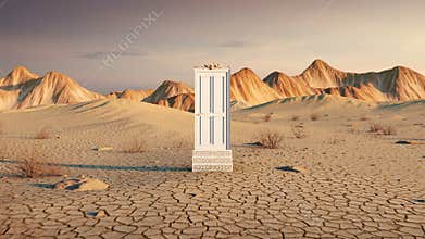 Door opening on the desert mountains landscape