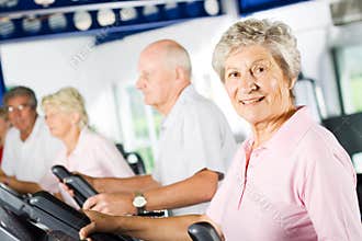 Older people exercising in the gym