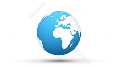 World map blue white globe loop animation