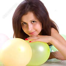 Cute young girl with balloons
