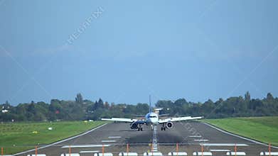 Hannover, Germany - October 01, 2017: The passenger plane lands at the airport of Hanover