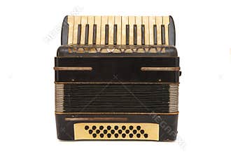Vintage brown 1930s accordion isolated