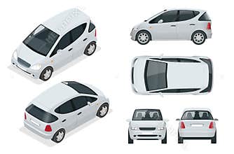 Small Compact Electric vehicle or hybrid car. Eco-friendly hi-tech auto.