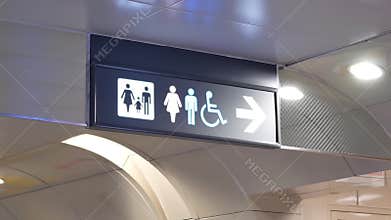 Motion of man, woman and disable washroom logo