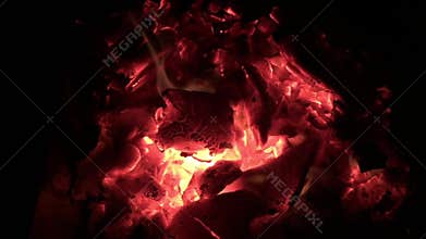 Red glowing fire coal ambers