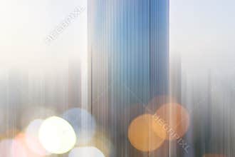 Abstract business modern city urban futuristic architecture background. Real estate concept, motion blur, reflection in