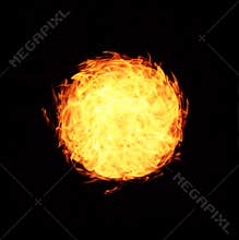 Abstract ball fire flames on black background
