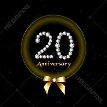 20th years happy birthday anniversary card invitation diamonds number