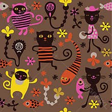 Pattern with fun cats