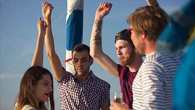 People dancing during the party on the yacht