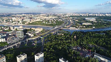 View from the height to the city and to the Moskva River