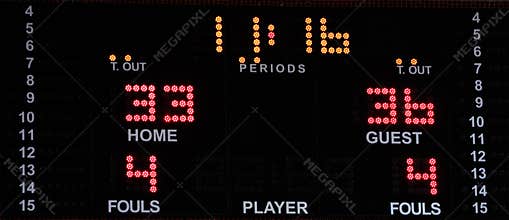 Basketball electronic scoreboard with bright numbers