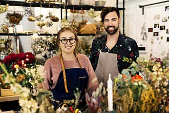 Flower shop small business owners