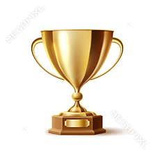 Vector realistic golden trophy, gold cup award