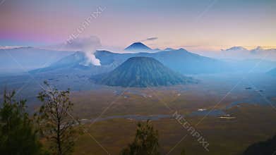 4K Timelapse of Bromo volcano at sunset, Indonesia