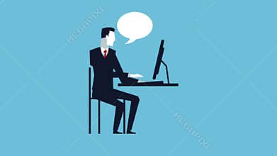 Successful business man working in computer avatar