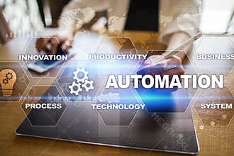 Automation concept as an innovation, improving productivity in technology and business processes.