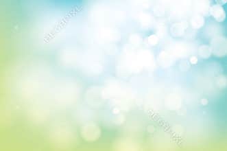 Hello spring green bokeh blur abstract background.