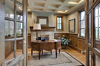 Home Office with Elegant Wood Trim